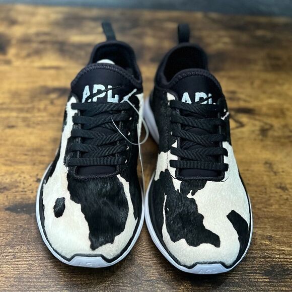 APL Iconic and White Calf Hair Sneakers with Cow Print Design, Size 7. NIB! - Picture 9 of 15